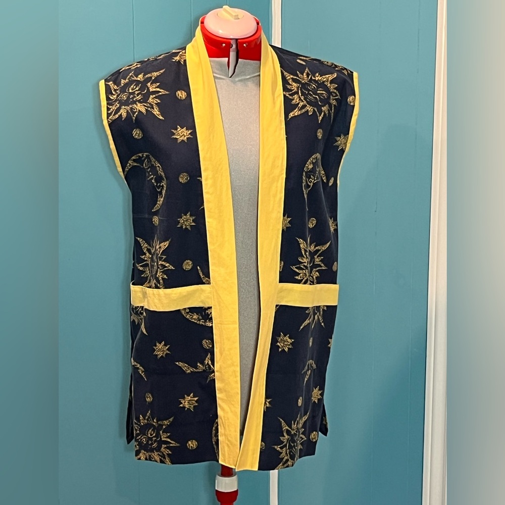 Upcycled - Navy and Yellow Sun and Moon Vest